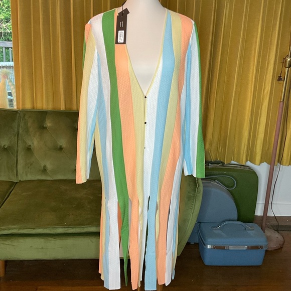 Misook Jackets & Blazers - Misook Heritage Intarsia Fringe Knit Jacket Sz Med